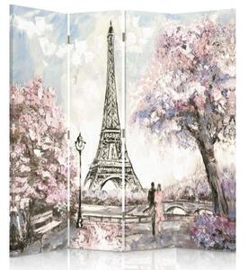 Ozdobný paraván Pařížská Eiffelova věž Pastel - 145x170 cm, čtyřdílný, klasický paraván
