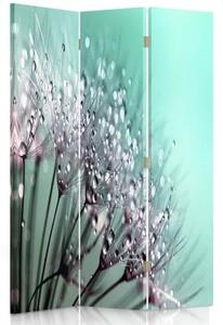 Ozdobný paraván Dmychadlo Tyrkysová květina - 110x170 cm, třídílný, klasický paraván