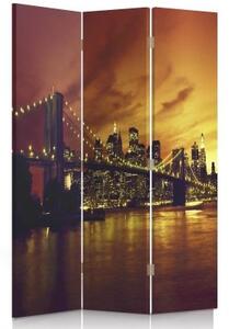 Ozdobný paraván Západ slunce na Manhattanu v New Yorku - 110x170 cm, třídílný, klasický paraván