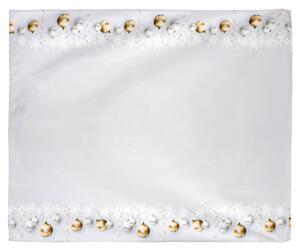 Ubrus s vánočním motivem, vánoční ozdoby na bílém podkladu, 130x160 cm,100 % PES, 130 x 160 cm
