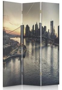 Ozdobný paraván New York City Brooklynský most - 110x170 cm, třídílný, klasický paraván