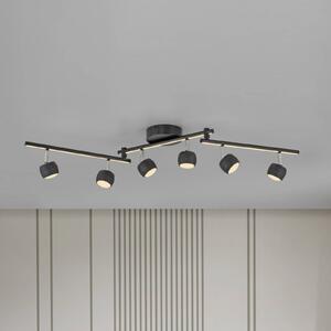 JUST LIGHT. GmbH LED stropní bodové osvětlení Jarik, 6-žárovkové, černé, 3 000 K, stmívatelný, Černá, Obývací pokoj / jídelna, kov, Moderní