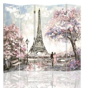 Ozdobný paraván Pařížská Eiffelova věž Pastel - 180x170 cm, pětidílný, klasický paraván