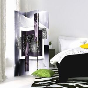 Ozdobný paraván Abstraktní fialově šedá - 110x170 cm, třídílný, klasický paraván