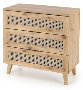 HALMAR Komoda Borneo K 80 cm s šuplíky dub artisan/černá