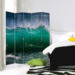 Ozdobný paraván 5dílné rozbouřené vlny moře - 180x170 cm, pětidílný, klasický paraván