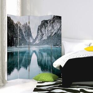 Ozdobný paraván Hory Jezero Krajina - 180x170 cm, pětidílný, klasický paraván