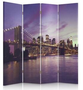 Ozdobný paraván Newyorský most - 145x170 cm, čtyřdílný, klasický paraván