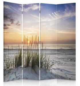 Ozdobný paraván Duny na mořské pláži - 145x170 cm, čtyřdílný, klasický paraván