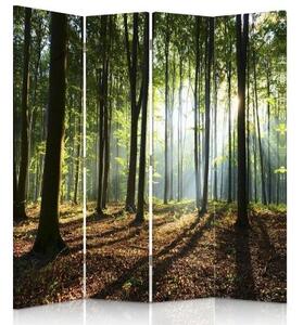 Ozdobný paraván Příroda lesa - 145x170 cm, čtyřdílný, klasický paraván