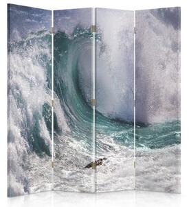 Ozdobný paraván Vlny moře - 145x170 cm, čtyřdílný, klasický paraván