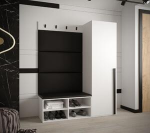 Předsíňová stěna Miro 6 - bílá Barva: Černá Ekokůže