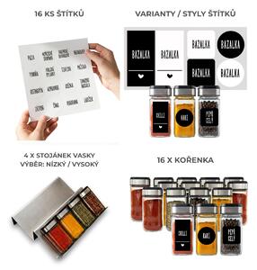 Orion Sada 16ks kořenek INOX 100ml + 4ks organizér na kořenky VASKY - NEREZ + sada 16ks štítků