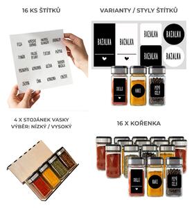 Orion Sada 16ks kořenek INOX 100ml + 4ks organizér na kořenky VASKY + sada 16ks štítků