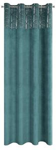 Dekorační vzorovaný velvet závěs LINDA tyrkysová, 140x250 cm, (cena za 1 kus) MyBestHome