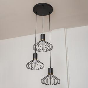 Lustr na lanku SOLANO 3xE27/15W/230V černá/zlatá