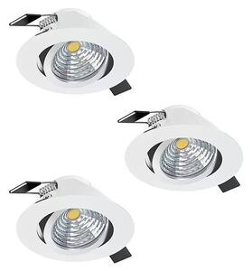 Vestavné LED svítidlo Eglo SALICETO / 3 kusy / teplá bílá / 1350 lm / 18 W / hliník / Ø 8,8 cm / bílá