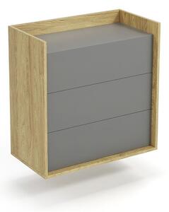 Komoda Mozelle 3S (hikor + tmavě šedá)