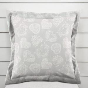 Biante Dekorační povlak na polštář s lemem PML-071 Srdce s ornamenty na šedém 35 x 45 cm