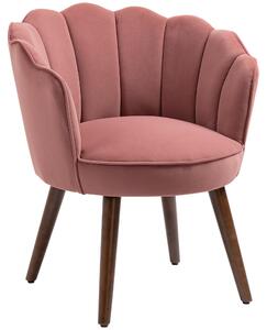 Jídelní židle HOMCOM, kuchyňská židle s opěradlem, polyester, buk, růžová barva