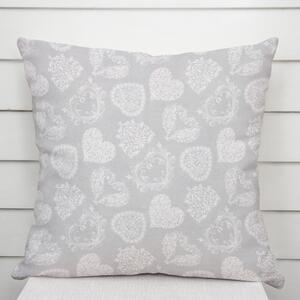 Biante Dekorační povlak na polštář PML-071 Srdce s ornamenty na šedém 35 x 45 cm