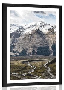 Plakát s paspartou nádherné horské panorama