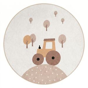 Béžový pratelný dětský koberec ø100 cm Tractor World – Mila Home