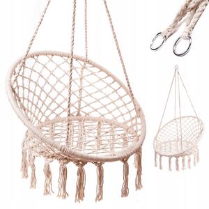 KIK KX7629 závěsné křeslo s třásněmi 80 cm bílá 11447