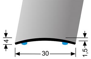 Přechodový profil 30 mm, oblý (samolepící) | nivelace 0 - 3 mm | Küberit 459 SK Stříbro kart. F4G