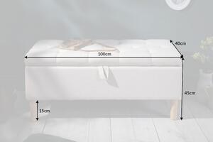 Lavice / truhla CASTLE 100 CM béžová strukturovaná látka Nábytek | Doplňkový nábytek | Pokojové lavice