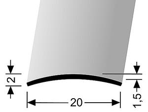 Přechodový profil 20 mm, oblý (nevrtaný) | Küberit 458 U Stříbro F4