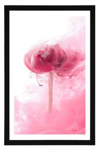 Plakát s paspartou růžový květ v zajímavém provedení
