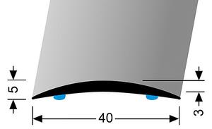 Přechodový profil 40 mm, oblý (samolepící) | nivelace 0 - 6 mm | Küberit 462 SK Im. nerezu kart. F2G