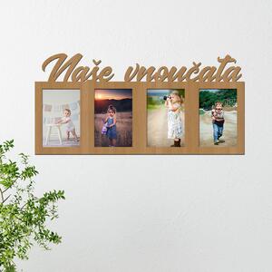 Dřevo života | Dřevěný fotorámeček Naše vnoučata Zvolte barvu dekoru: Buk | Rozměry (cm)grafie: 10x15 | Počet fotorámečků: 4