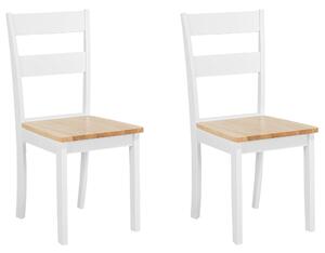 Sada 2 dřevěných jídelních židlí bílá/světlé dřevo GEORGIA