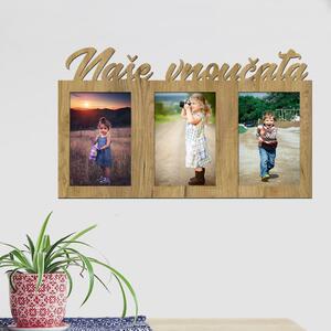 Dřevo života | Dřevěný fotorámeček Naše vnoučata Zvolte barvu dekoru: Dub zlatý | Rozměry (cm)grafie: 13x18 | Počet fotorámečků: 3