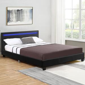 Čalouněná postel Verona 120 x 200 cm s LED osvětlením v černé barvě