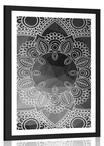 Plakát s paspartou černobílá Mandala - 40x60 white