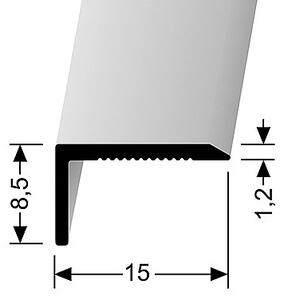 Ukončovací stěnový profil 15 x 8,5 mm (nevrtaný) | Küberit 238 U Stříbro F4