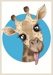 Plakát Žirafa (21x30cm) A4, Plakát do dětského pokoje, Plakát se zvířátkem, Ručně kreslený obrázek, Plakát na zeď pokojíčku Barva: Zelená