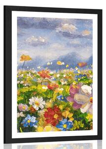 Plakát s paspartou olejomalba divoké květiny