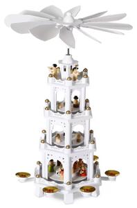 Vánoční pyramida MERRY, 60x20x20cm, bílá Spielwerk
