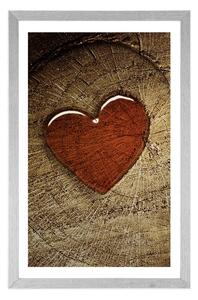 Plakát s paspartou srdce na pařezu