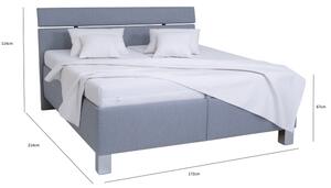 Čalouněná postel s matrací a úložným prostorem ALIS 160x200 cm světle šedá