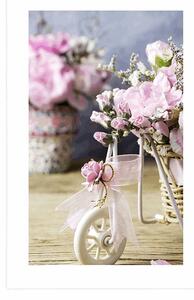 Plakát s paspartou romantický růžový karafiát ve vintage nádechu