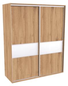 Šatní skříň FLEXI 2 s dělenými dveřmi Lacobel Varianta barvy: Dub natur (dub sonoma), Šířka: 220 cm, Výška: 220 cm