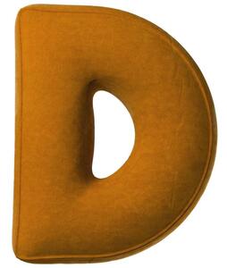 Yellow Tipi Cihlově oranžový sametový polštář písmeno D 40 cm