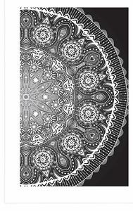 Plakát s paspartou okrasná Mandala s krajkou v černobílém provedení - 40x60 silver