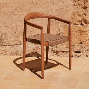 Teaková zahradní židle Kave Home Ydalia s pleteným sedákem