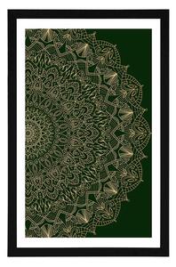 Plakát s paspartou detailní ozdobná Mandala v zelené barvě - 40x60 black